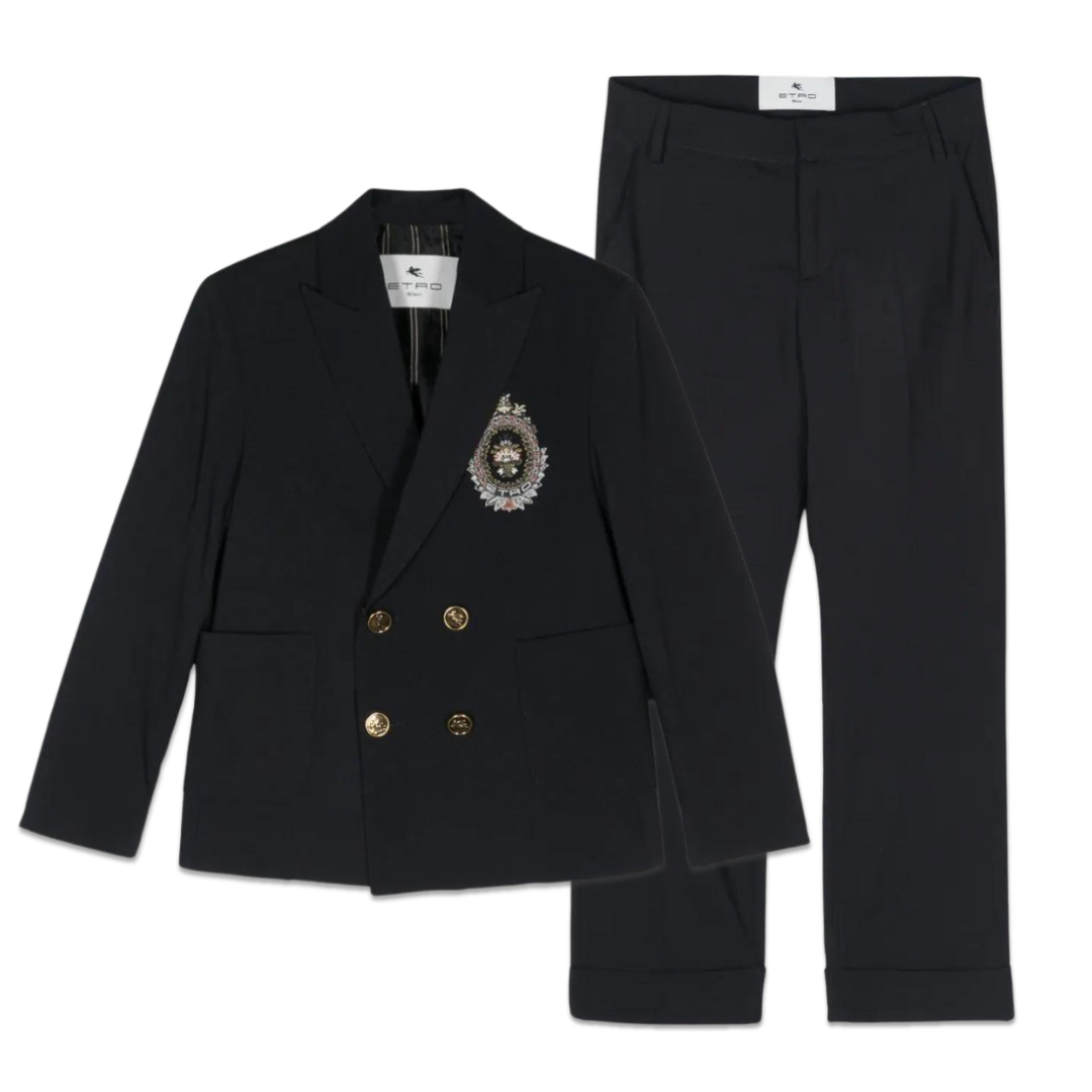 Etro Boys Navy Double Breasted Suit