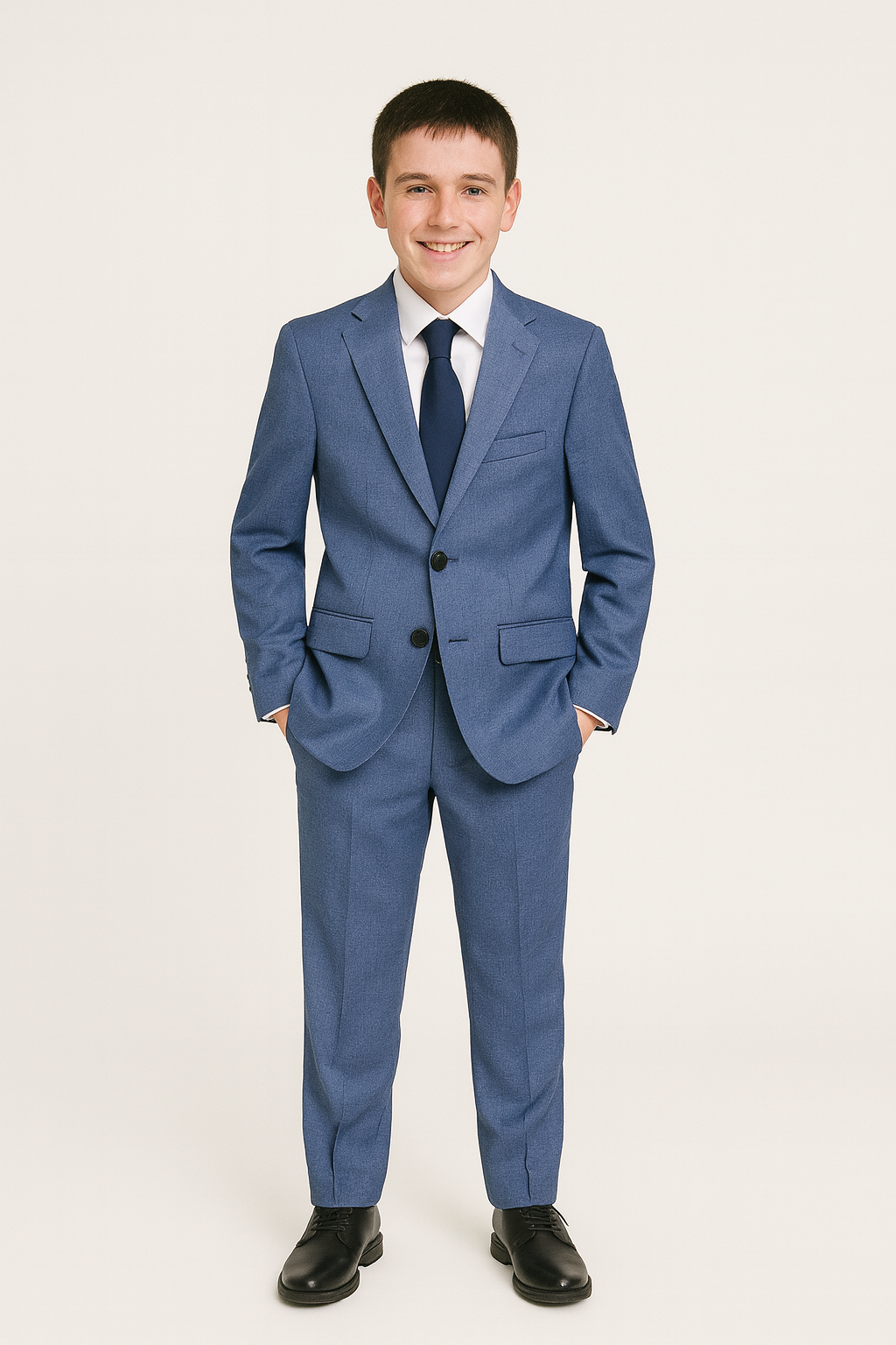 Andrew Marc Boys Skinny Dark Blue Mini Check Suit_ W0755-NorthBoys