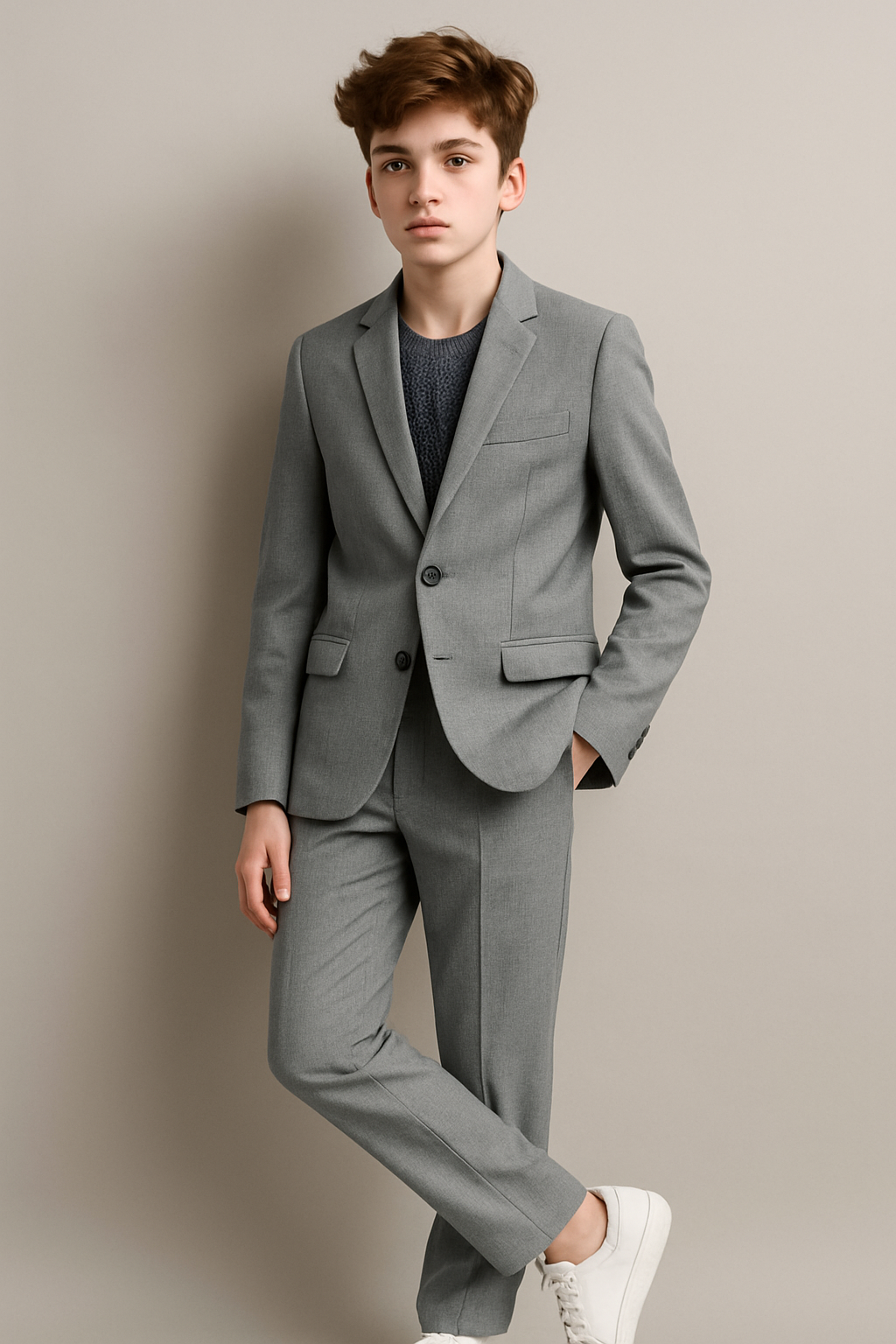 Tallia Boys Slim Charcoal Wool Suit_ DZ0000