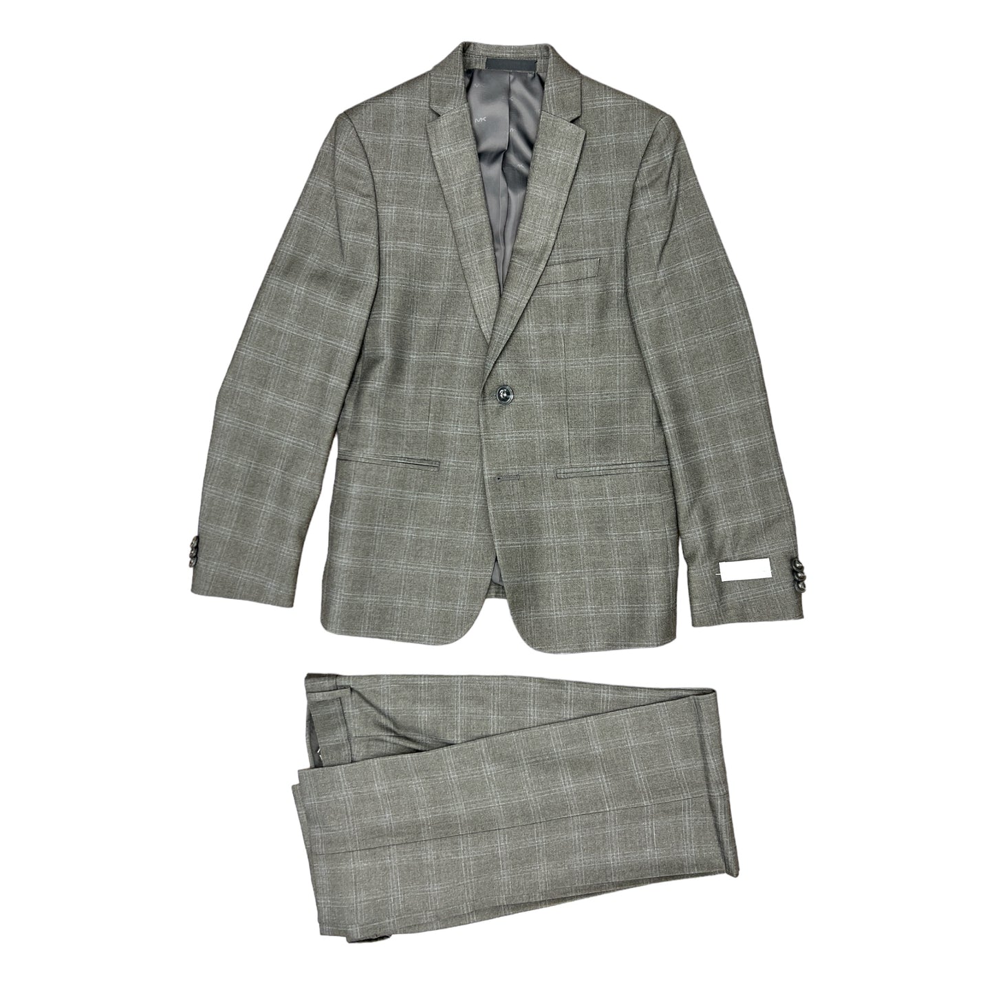 Michael Kors Boys Skinny Fit Grey Plaid Suit