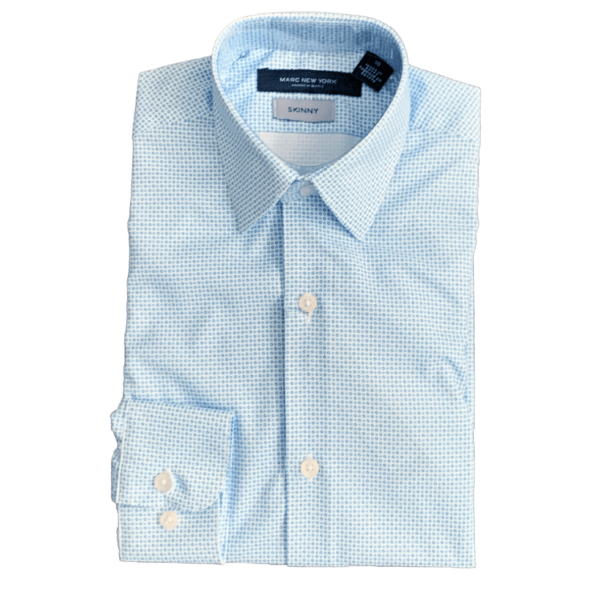 Marc New York Boys Skinny White/Blue Geo Print Dress Shirt - NorthBoys