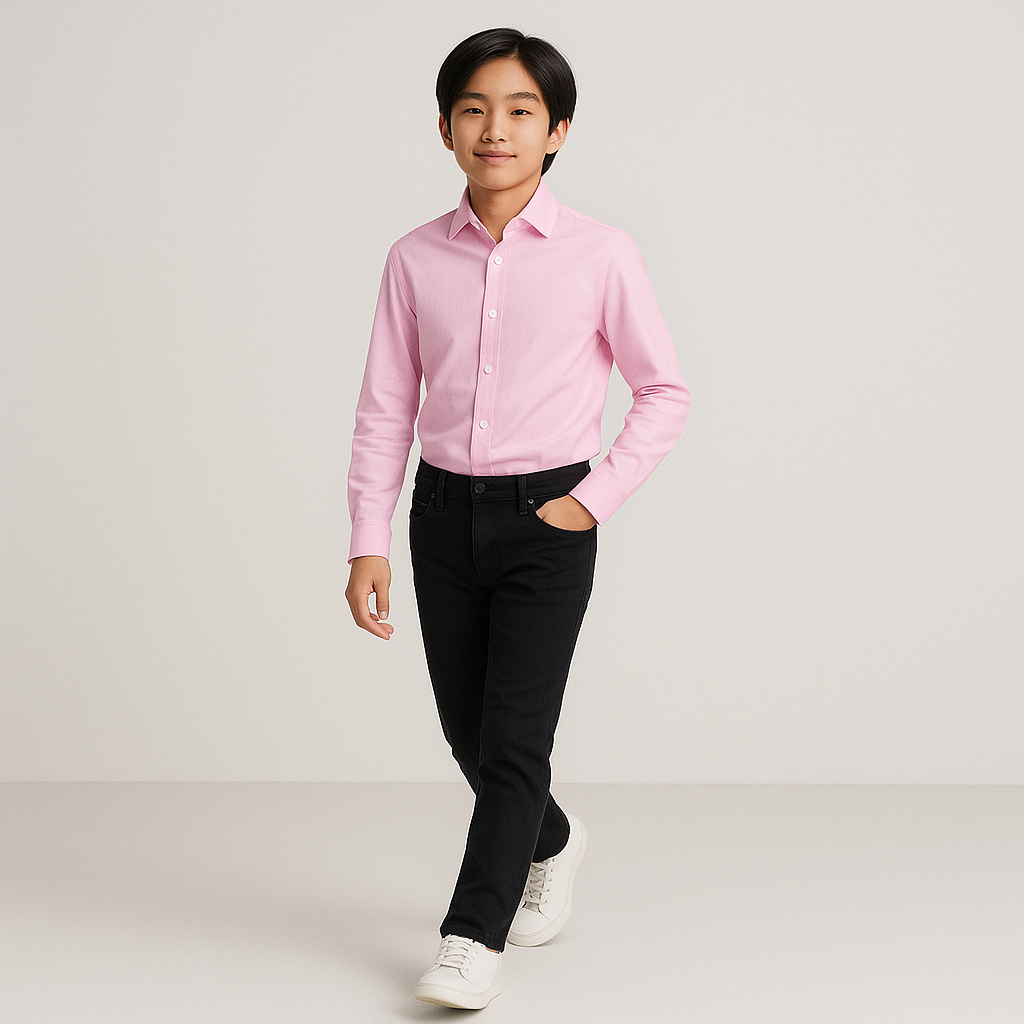 Marchello Boys Twill Pink Dress Shirt_ 50031