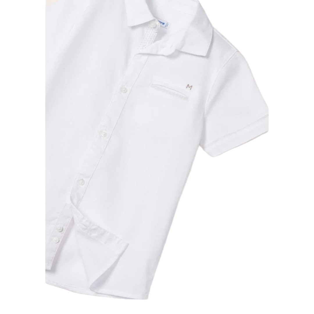 Mayoral Mini Short Sleeve Dress Shirt_ White 3159 - NorthBoys