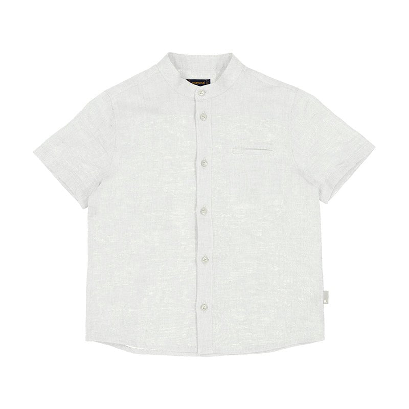 Mayoral Mini Short Sleeve Mandarin Collar Linen Dress Shirt_ 3113 - NorthBoys