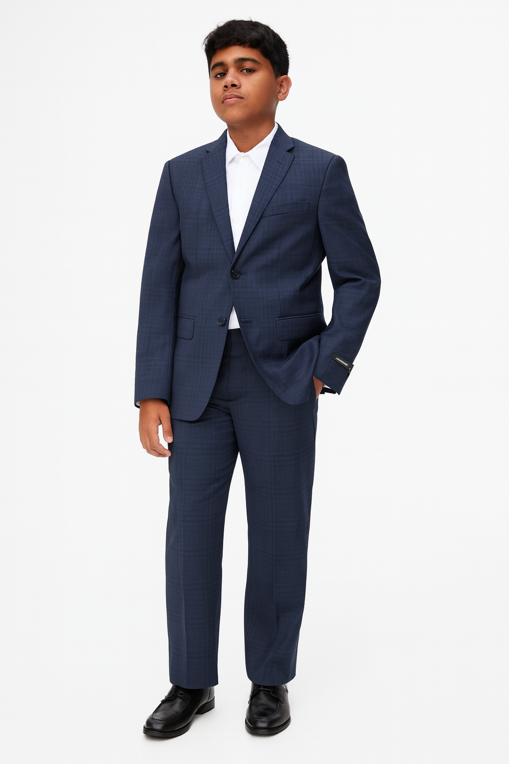 Michael Kors Boys Blue Navy Plaid Wool Suit-NorthBoys