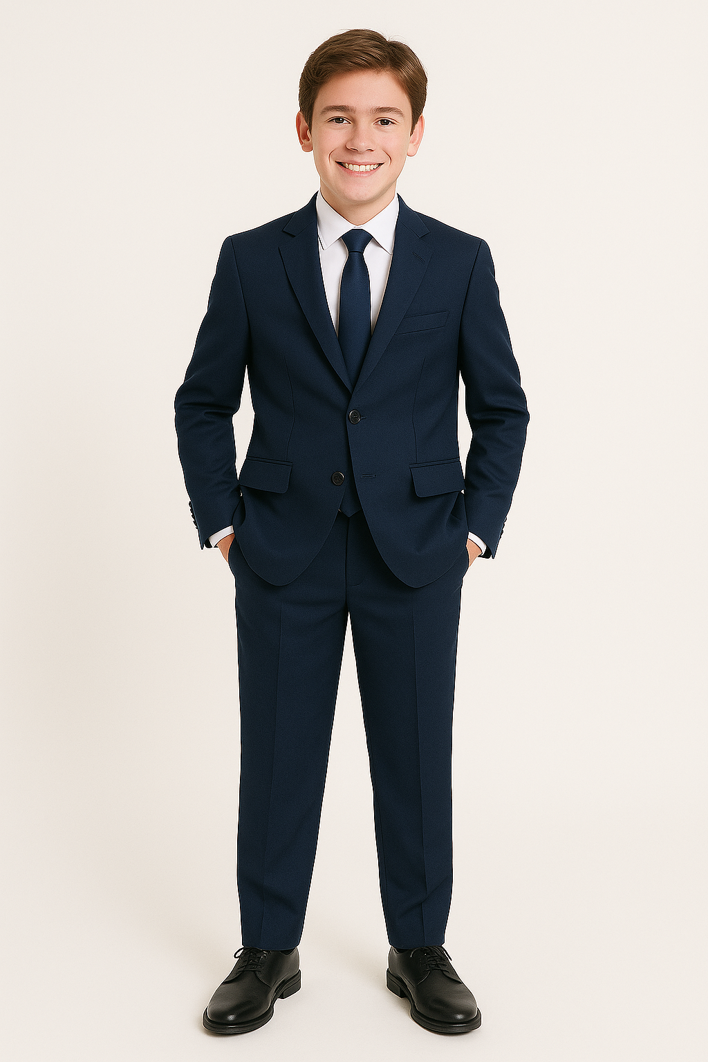 Nice Threads Boys Slim Fit Stretch Navy Suit-NorthBoys