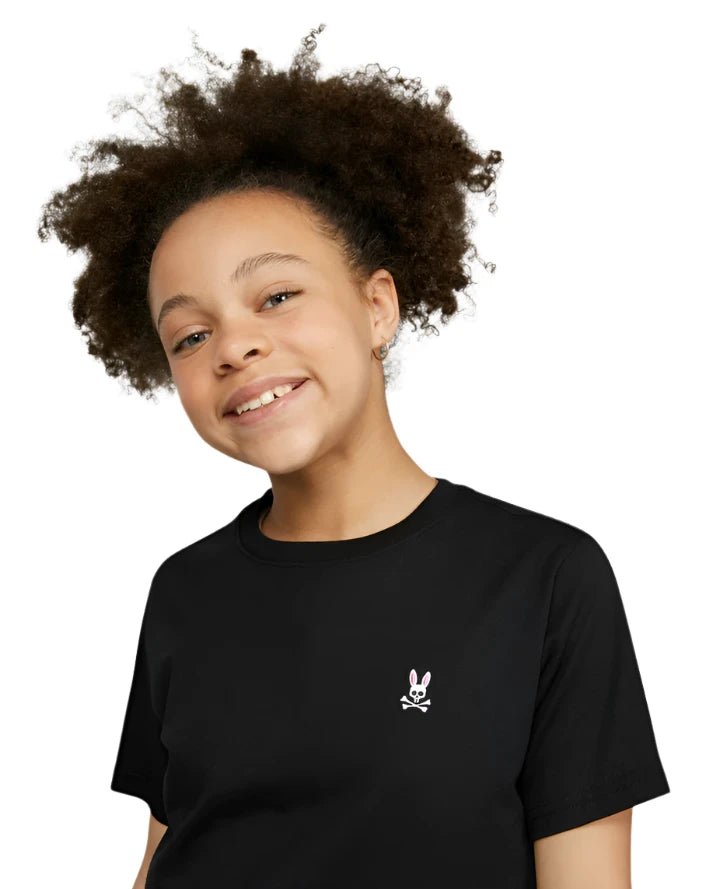 Psycho Bunny Kids Black Classic Crew Neck T-Shirt_ B0U014CRPC - 001 - NorthBoys