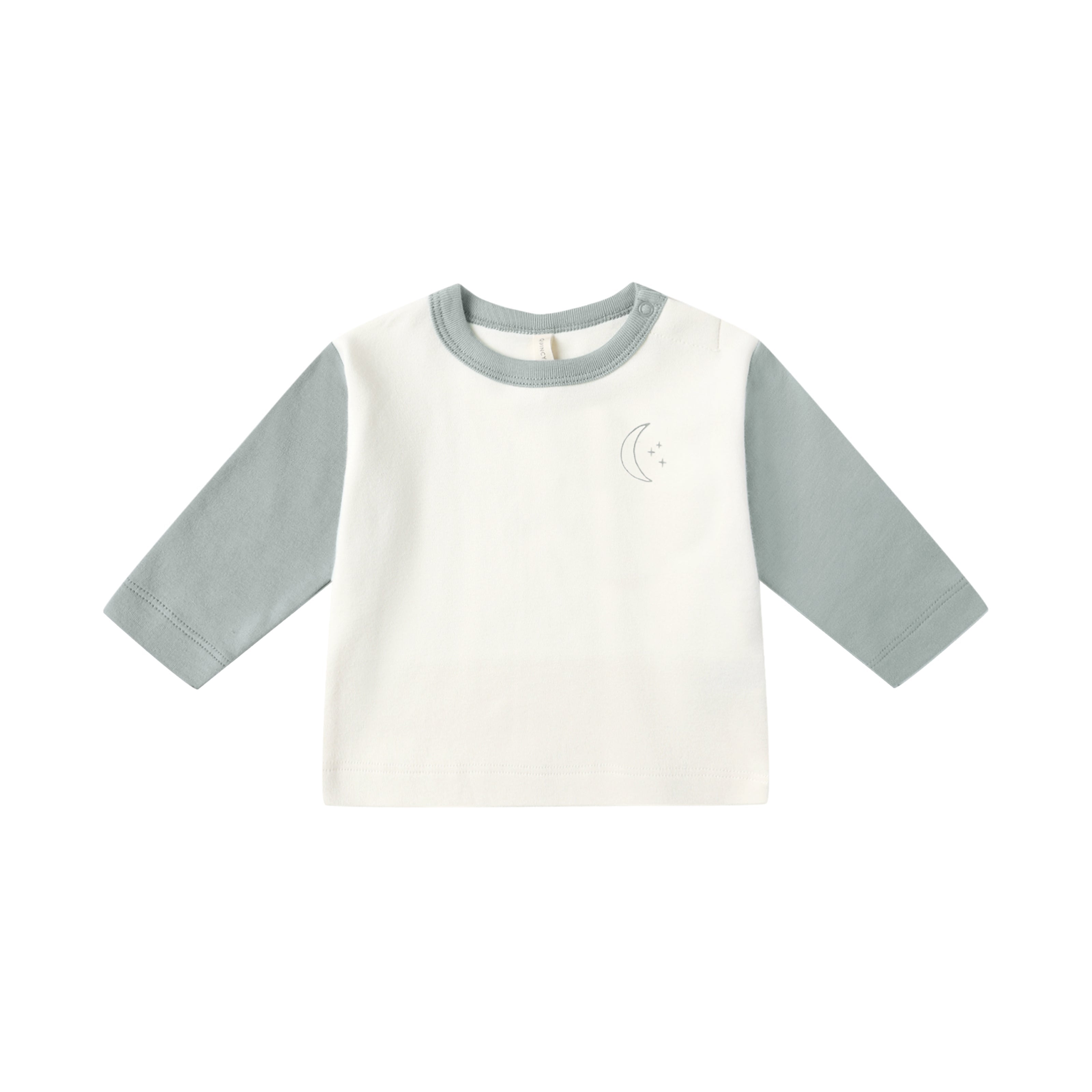 White and gray long-sleeve shirt on a white background