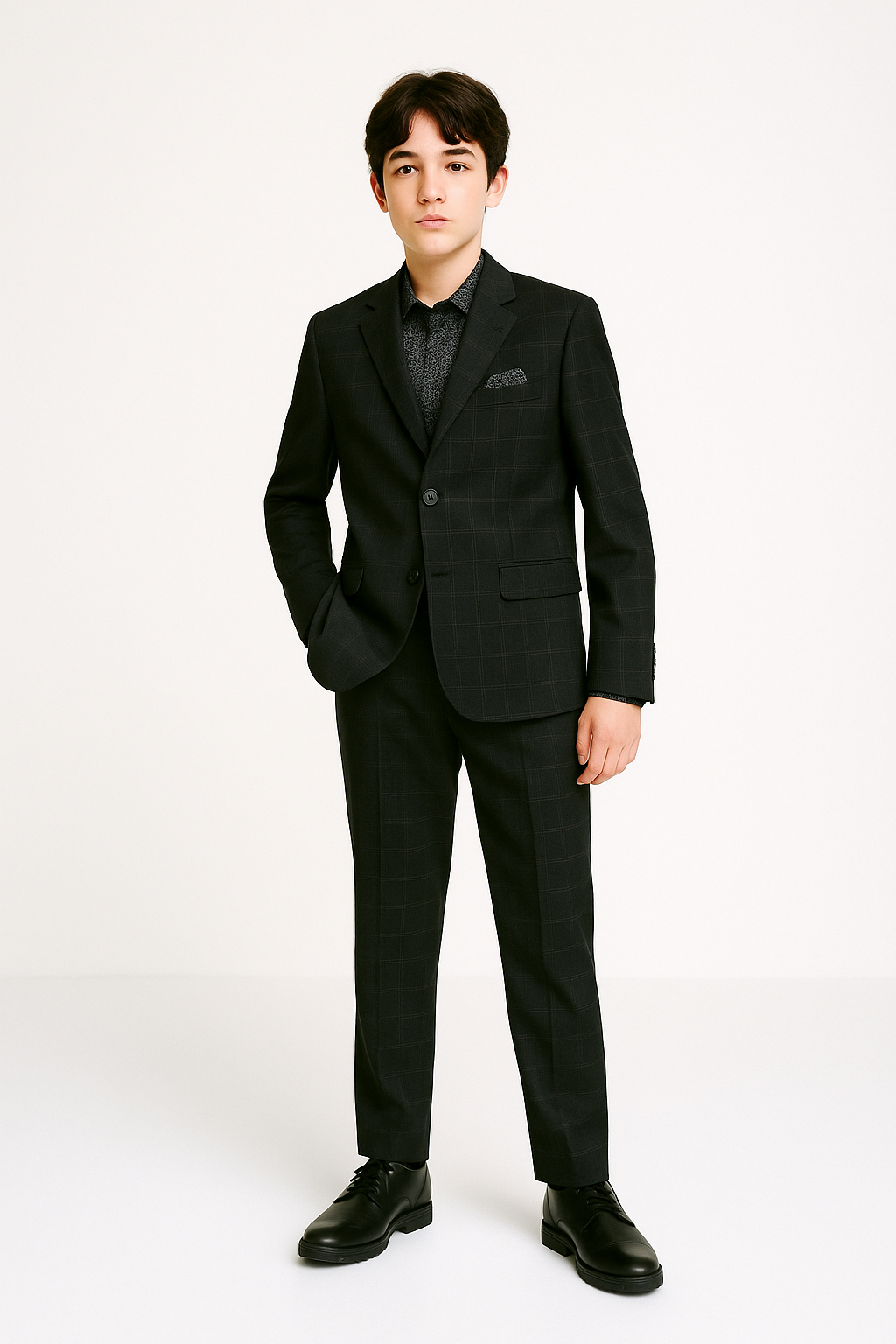 Tallia Boys Skinny Black Window Pane Suit-NorthBoys