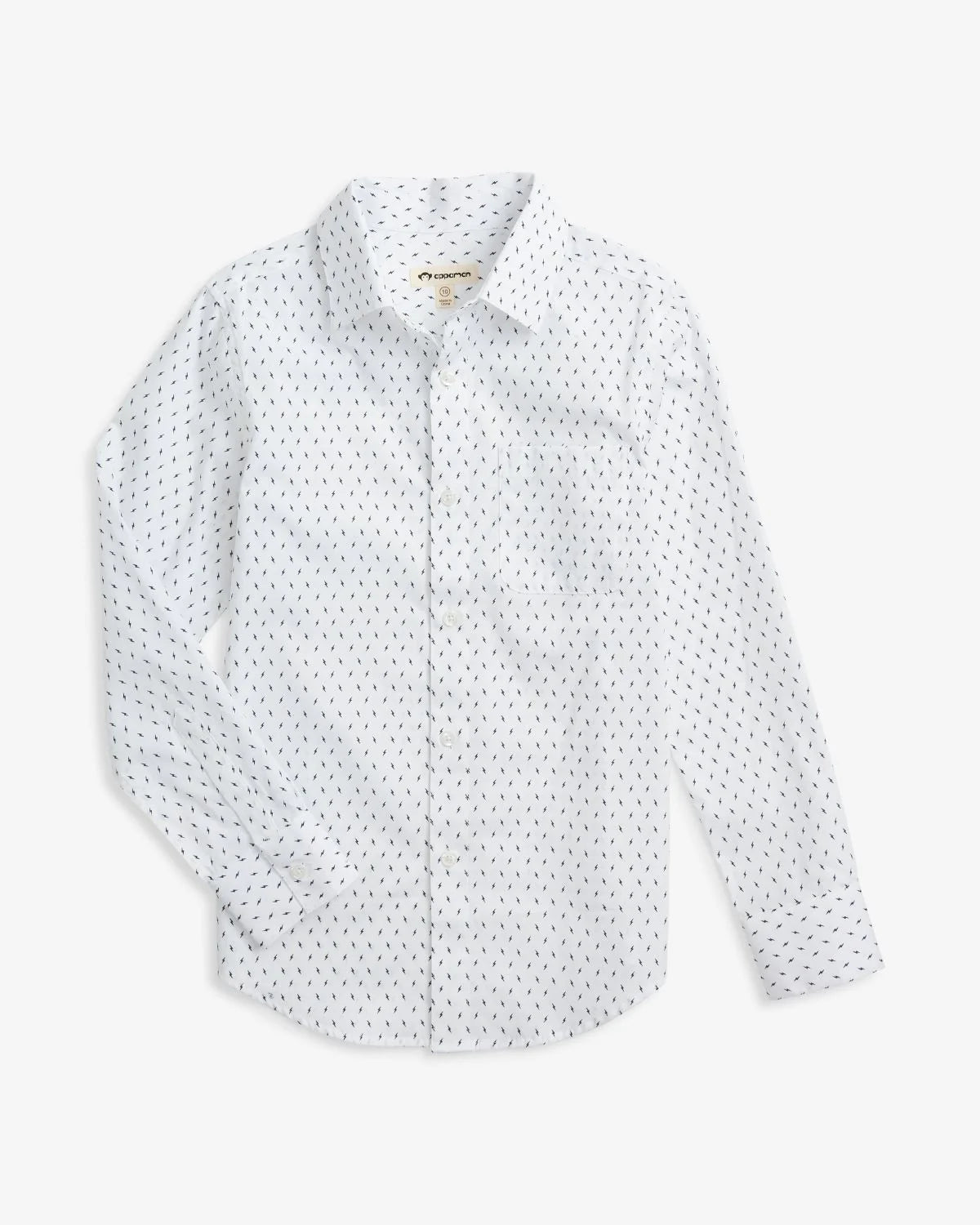 White shirt with small black pattern on a white background