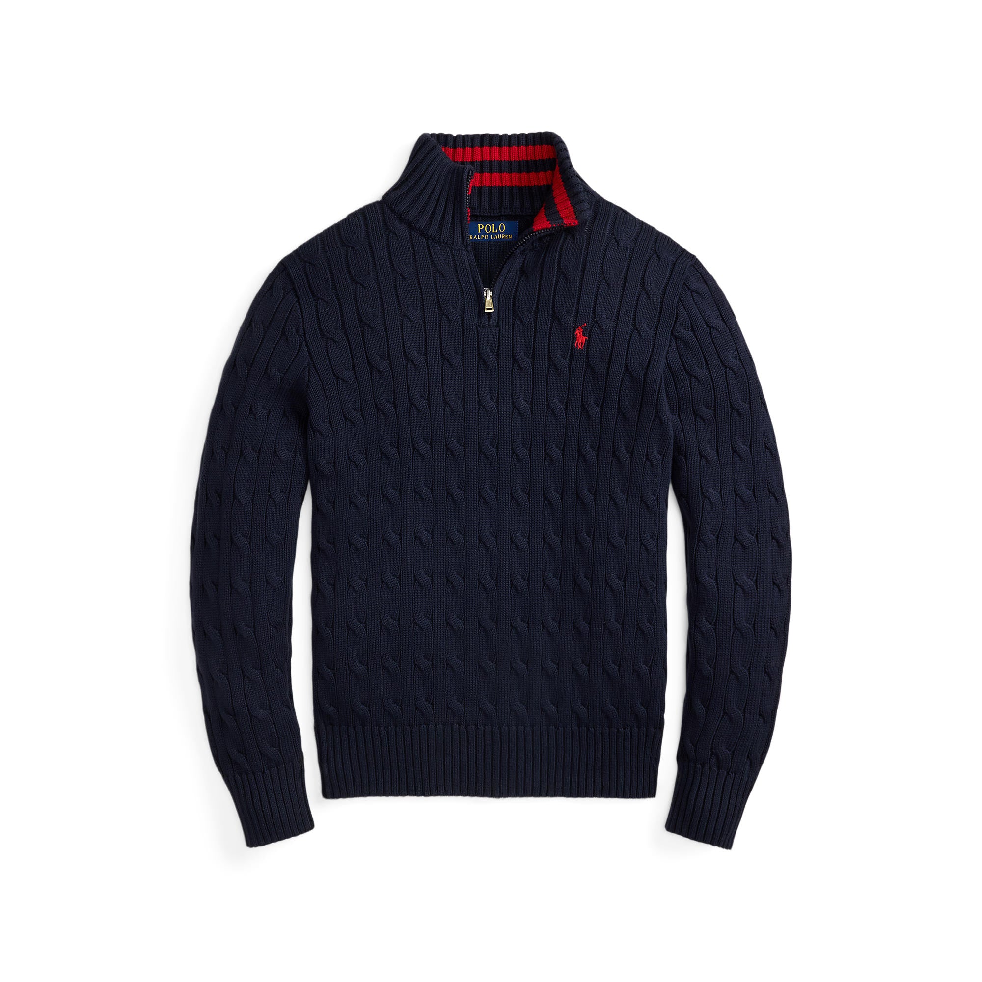 Ralph Lauren Boys Cable-Knit Cotton Quarter-Zip Sweater