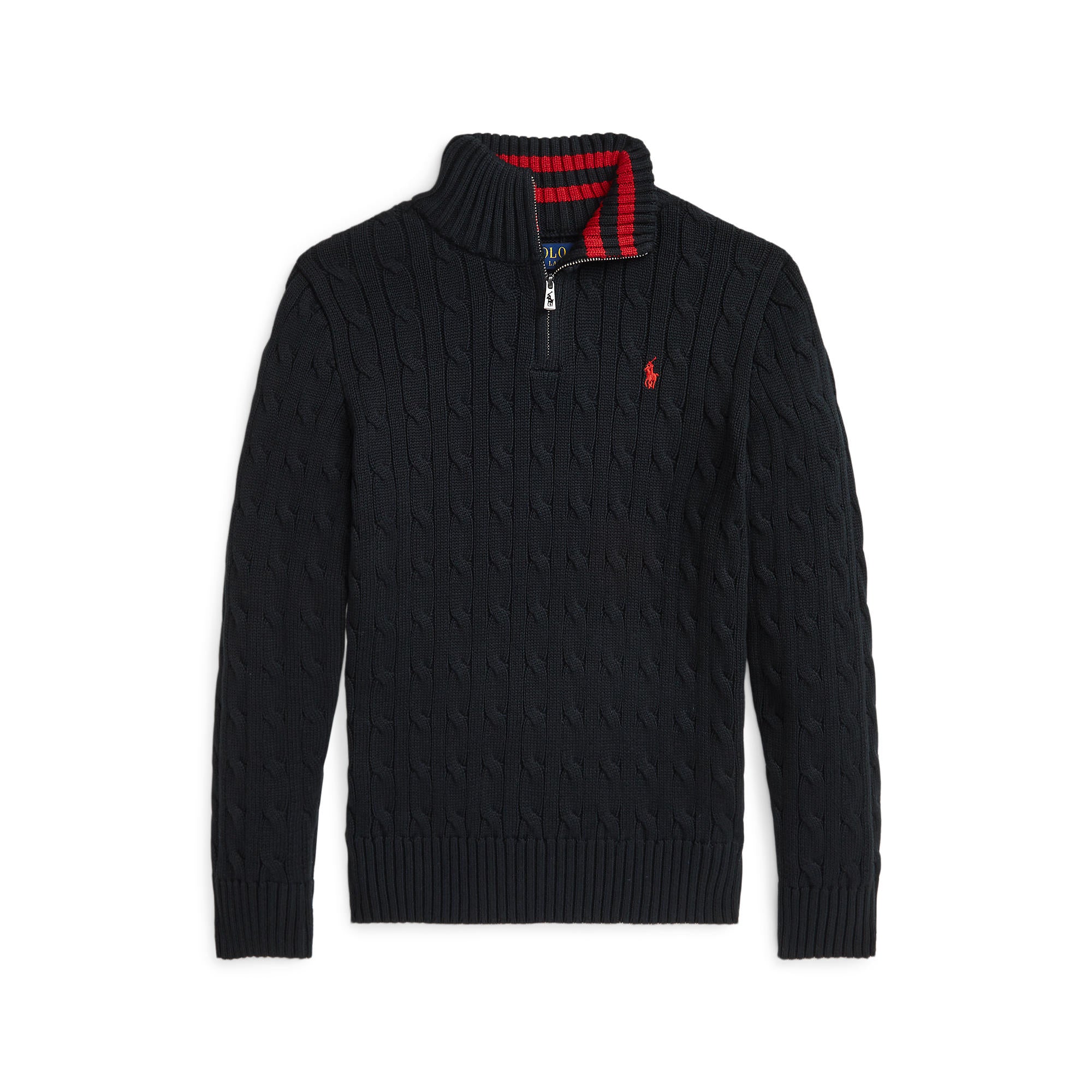 Ralph Lauren Boys Cable-Knit Cotton Quarter-Zip Sweater
