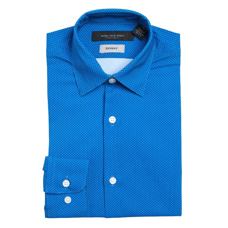 Marc New York Boys Skinny Blue/White Dot Dress Shirt