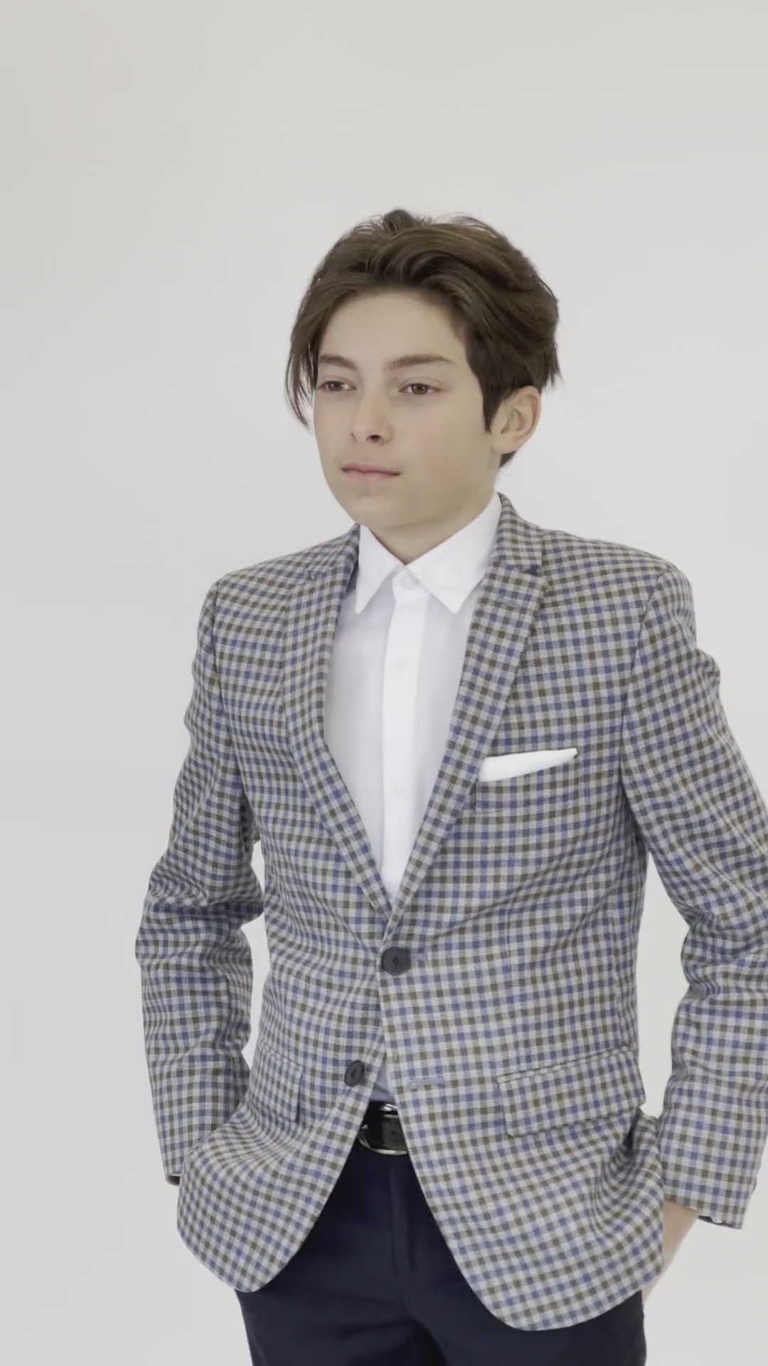 Tallia Boys Beige/Blue/Brown Check Sports Jacket