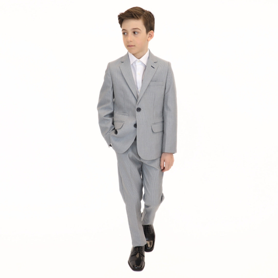Leo & Zachary Boys Slim Cooled Basket Weave Suit