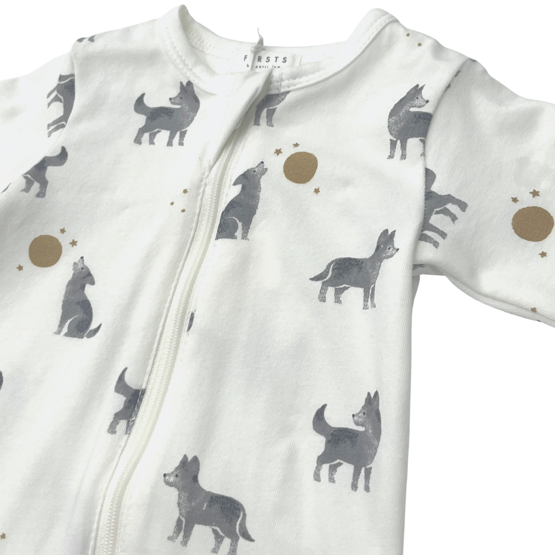 Petit Lem Baby Sleeper w/Wolf Print _Off White 22FRG28022-101
