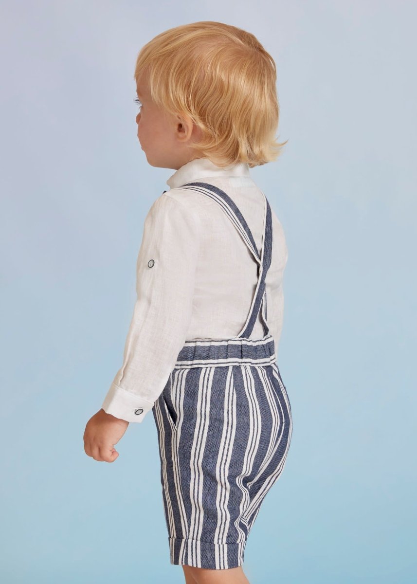Abel & Lula Baby Shirt and Bermuda Shorts w/ Suspenders Set_Navy 5228 - NorthBoys
