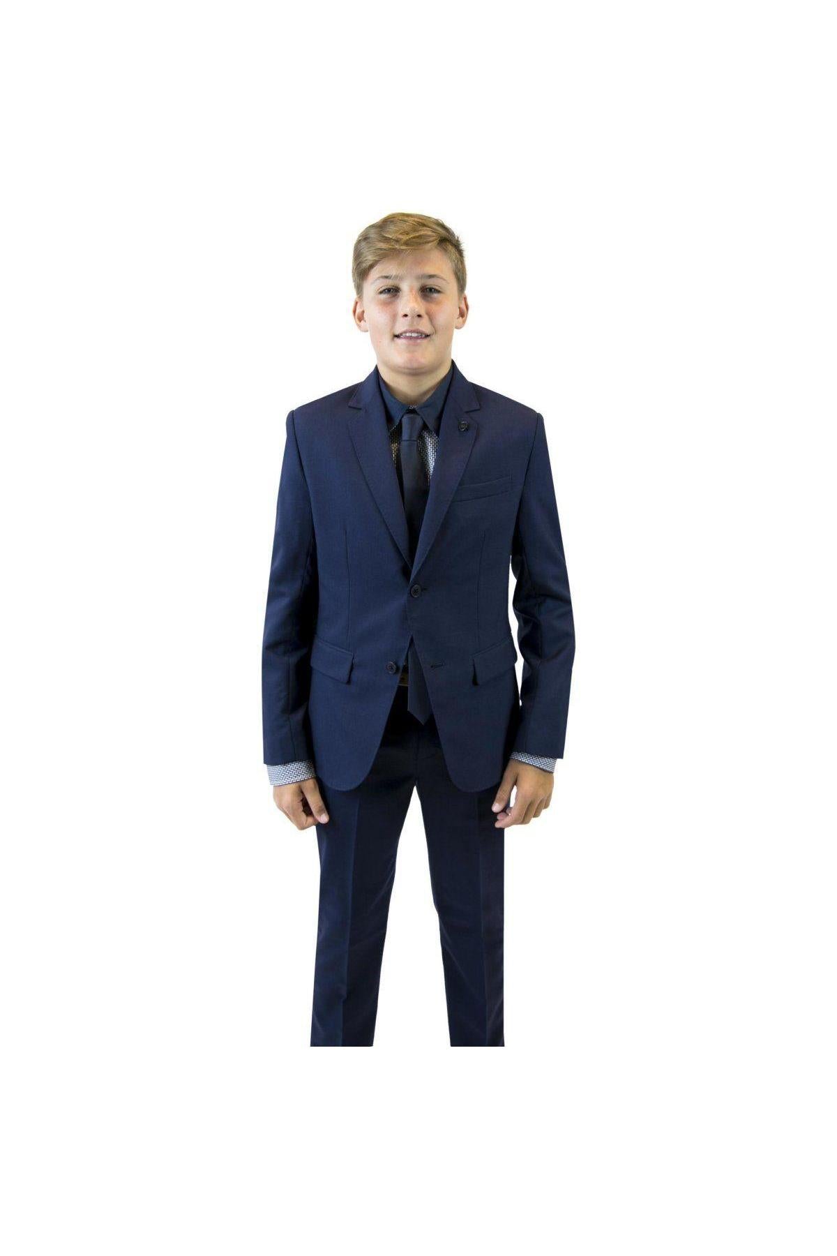 Hugo Boss Boys Classic Slim Navy Wool Suit-NorthBoys