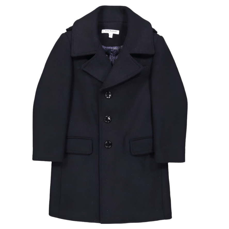 Isaac Mizrahi Boys Navy Single Breasted Wool Coat_ CT1013 - NorthBoys