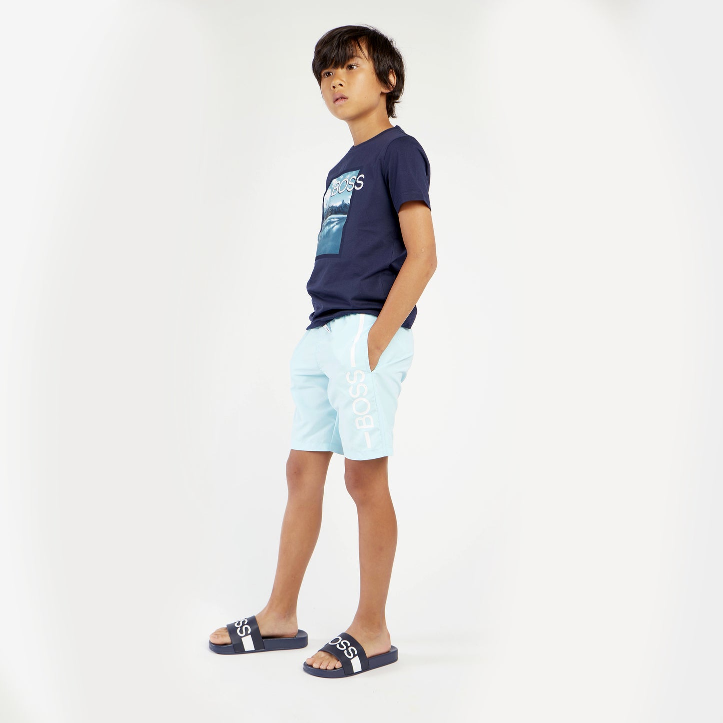 Hugo Boss Boys Slides with Logo