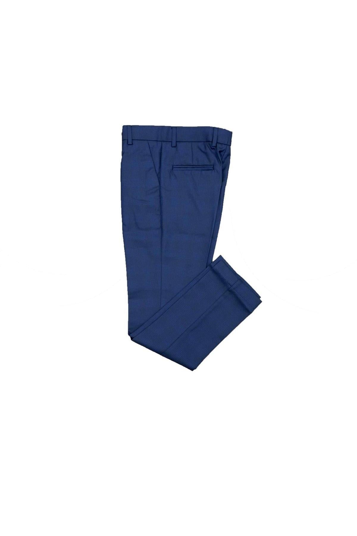 Leo & Zachary Boys Slim Blue Plaid Suit-NorthBoys