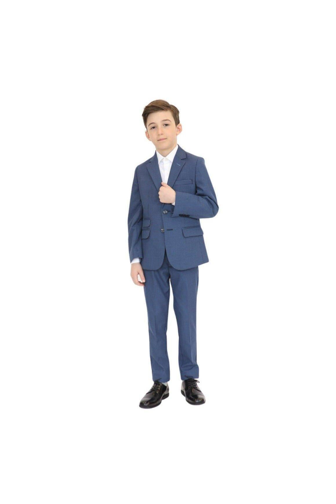 Leo & Zachary Boys Slim Ink/Sky Birdseye Suit-NorthBoys