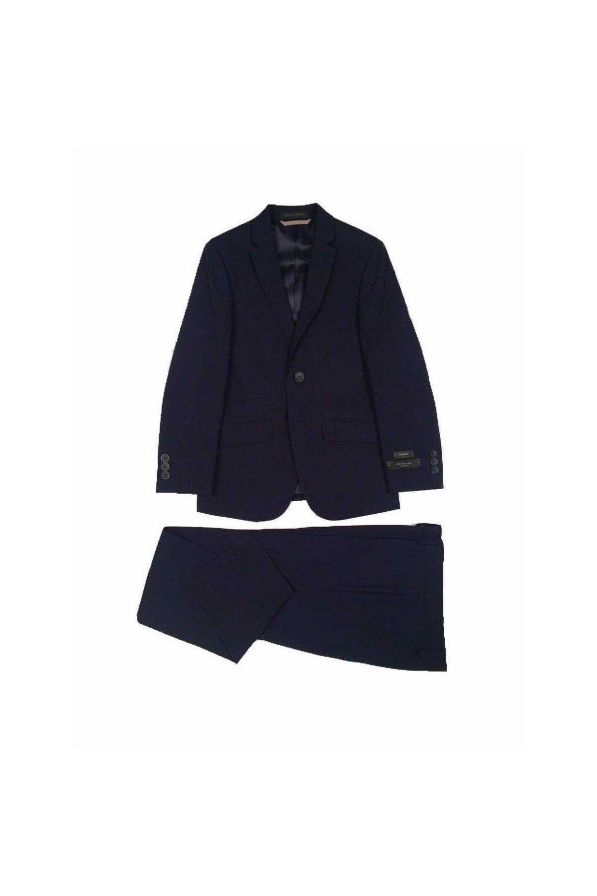Marc New York Boys Husky Dark Navy Mini Stripe Suit-NorthBoys