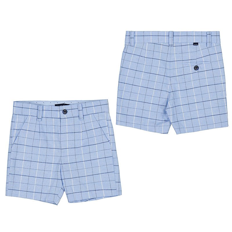 Mayoral Baby Linen Dressy Shorts_Blue Plaid 1284 - 80 - NorthBoys