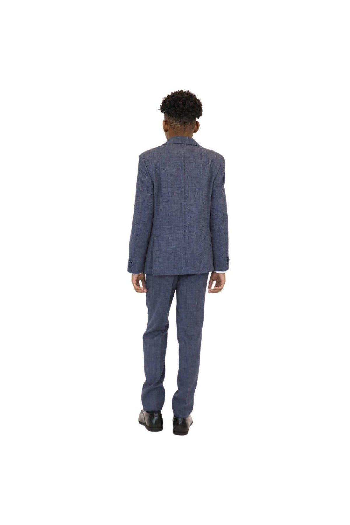 Michael Kors Boys Medium Blue Mini Check Wool Suit-NorthBoys