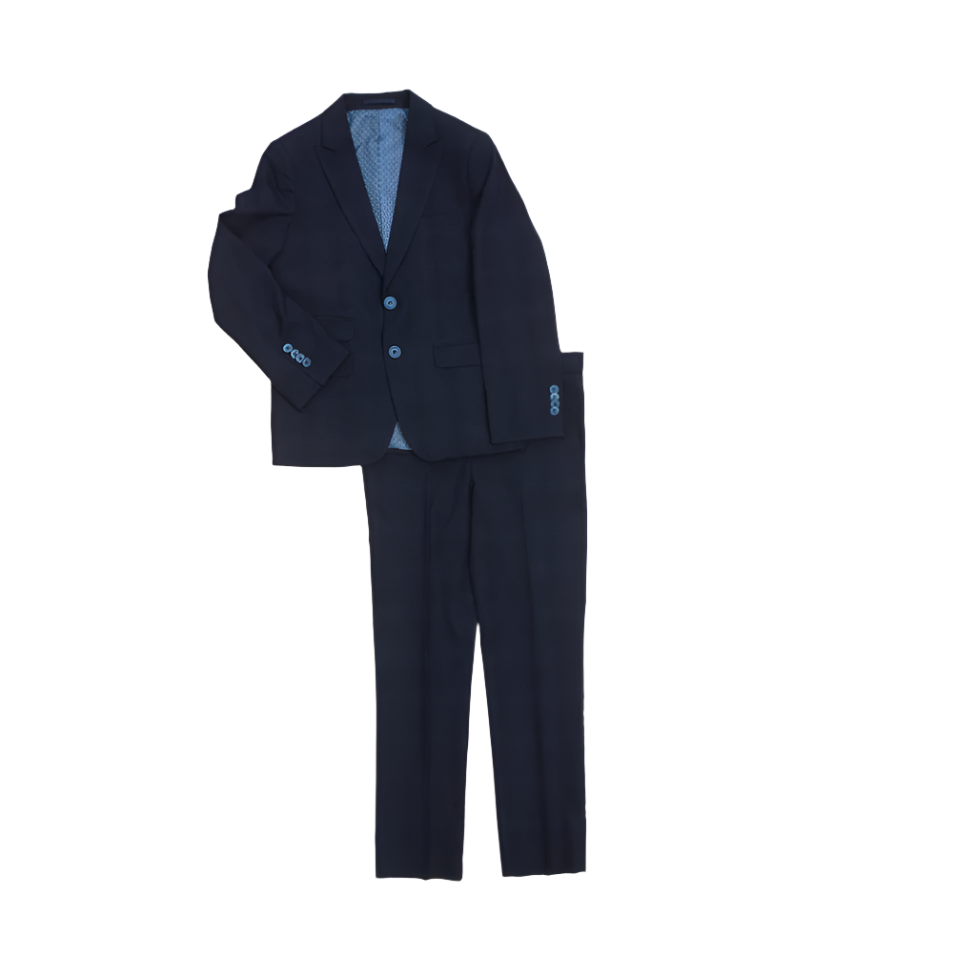 Isaac Mizrahi Boys Slim 2 Piece Navy Check Suit