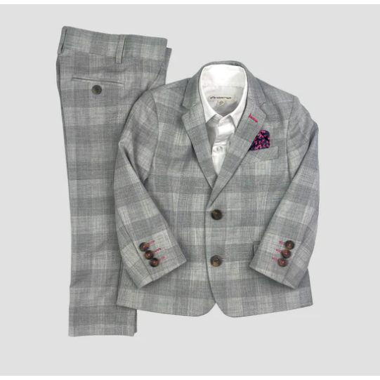 Appaman Boys 2pc Stretch Mod London Check Grey Suit