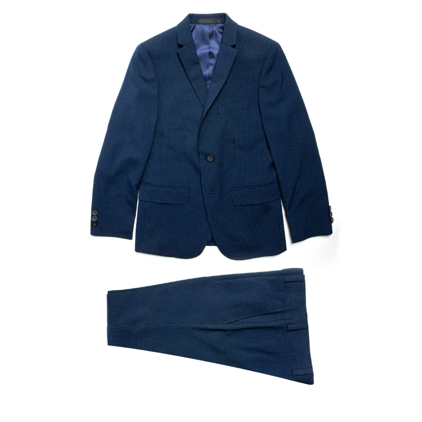 Marc New York Boys Skinny Blue Mini Grid Suit