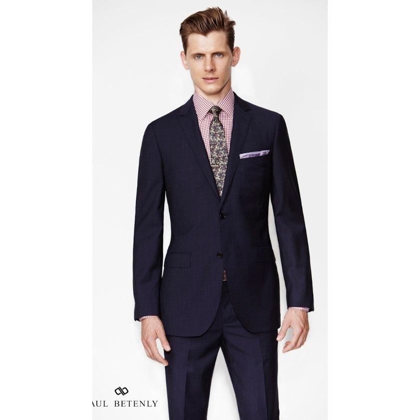 Betenly Modern Fit Slim Mens Wool Suit Suits (Men) Paul Betenly Blk 40S