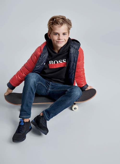 Hugo Boss Boys Black Hooded Sweatshirt Sweatshirts and Sweatpants Hugo Boss