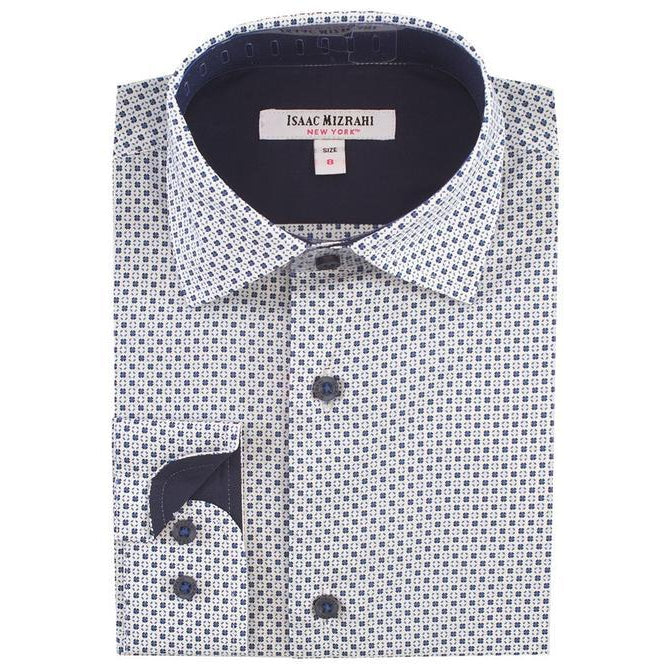 Isaac Mizrahi Boys Blue/Navy Grid Dress Shirt Dress Shirts Isaac Mizrahi