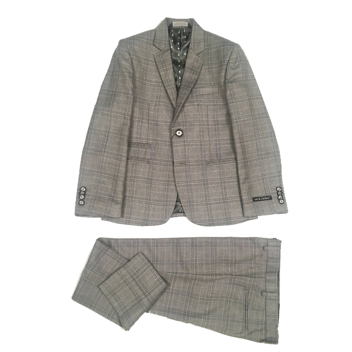 Leo & Zachary Boys Slim Grey Suit Checks 181 SUIT30 Suits (Boys) Leo & Zachary