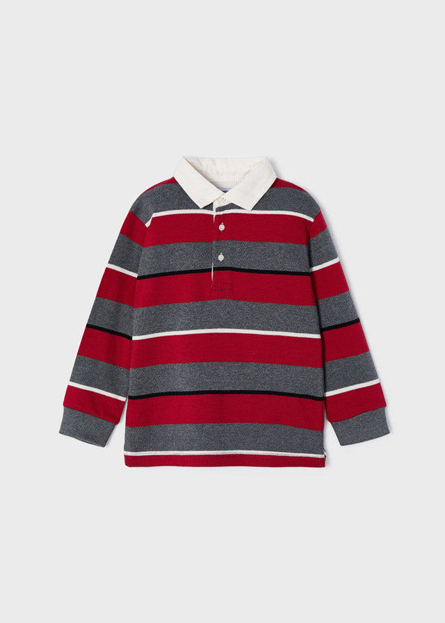 Mayoral Mini L/S Striped Polo _Red 4180-89