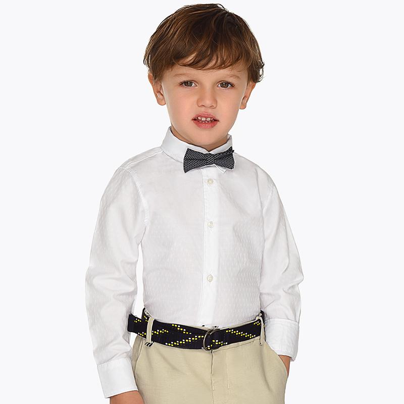 Mayroal Mini Long Sleeve White Shirt with Bow Tie 3139 Dress Shirts Mayoral