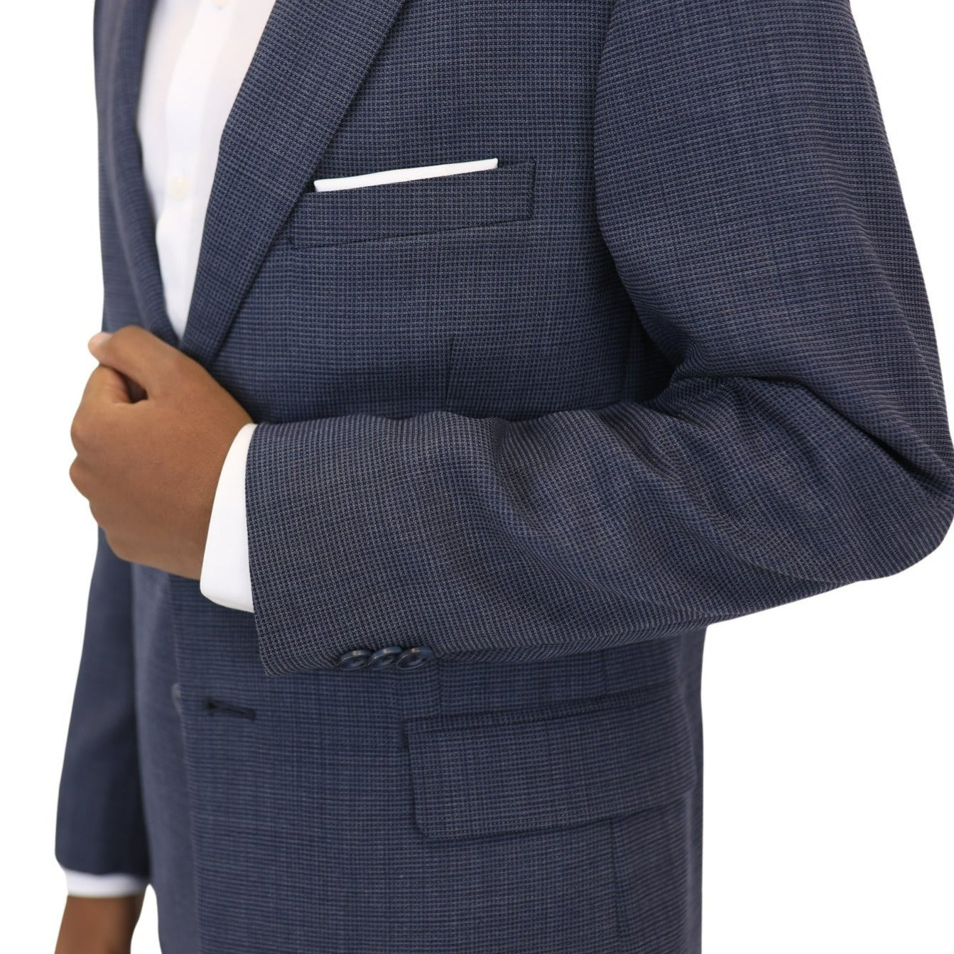 Michael Kors Boys Medium Blue Mini Check Wool Suit
