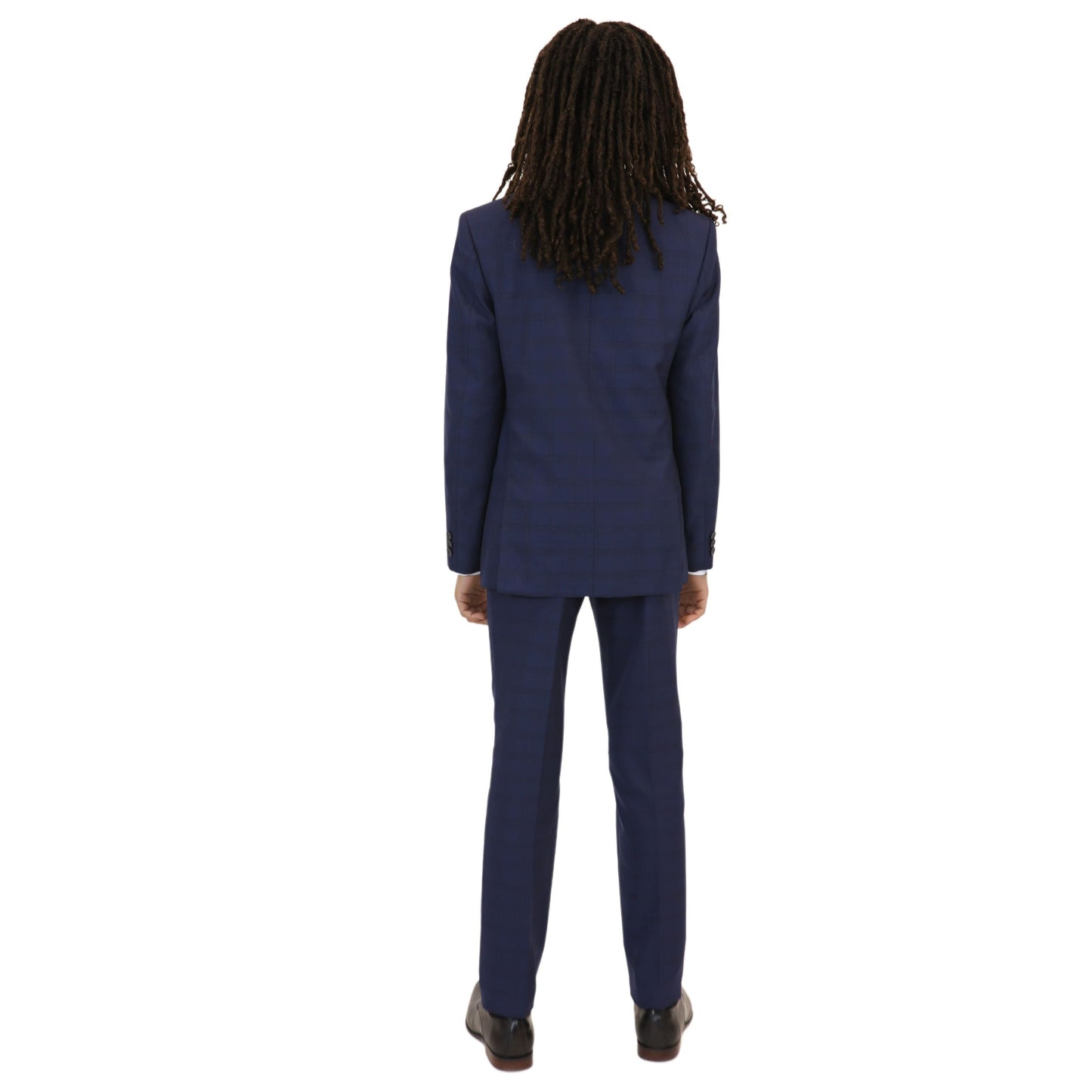 Marc New York Boys Skinny Dark Blue Check Suit