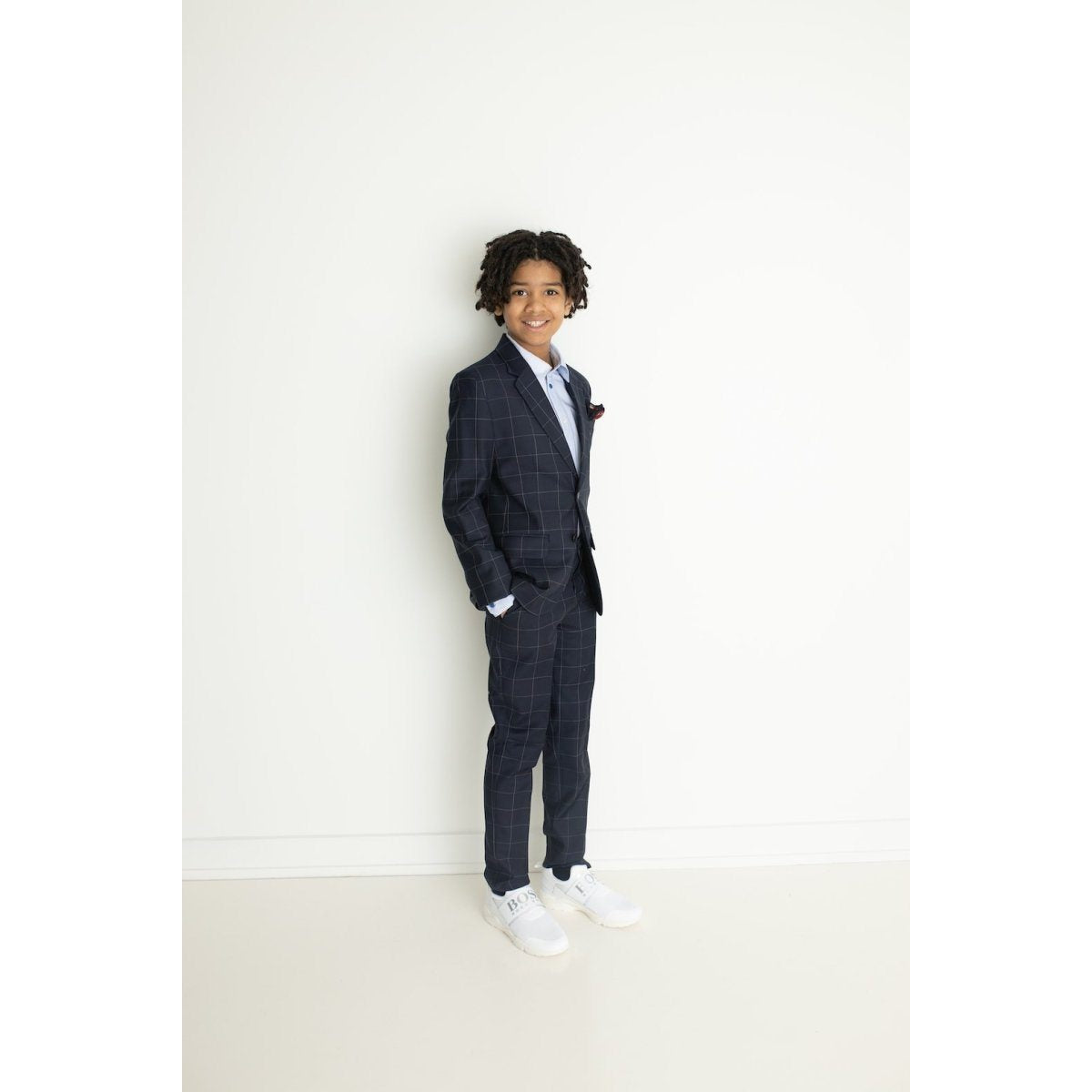 Paul Smith Jr Amadeus Slim Fit Navy Plaid Wool Suit Suits (Boys) Paul Smith Jr