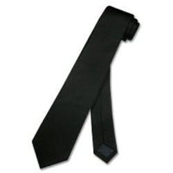 Purple Label Mens Solid Skinny Silk Black Tie_ JQTIEBN22silk