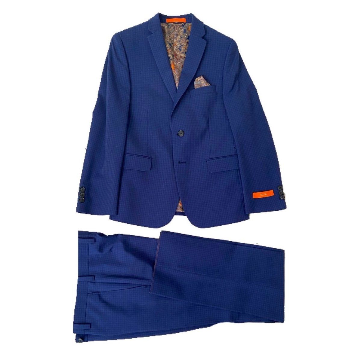 Tallia Boys Slim Blue Grid Wool Suit Z0064 Suits (Boys) Tallia