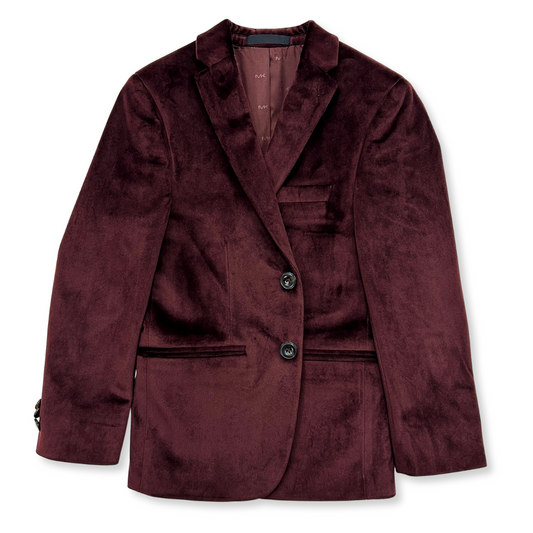 Michael Kors Boys Skinny Burgundy Velvet Knit Sports Jacket