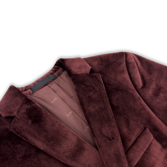 Michael Kors Boys Skinny Burgundy Velvet Knit Sports Jacket