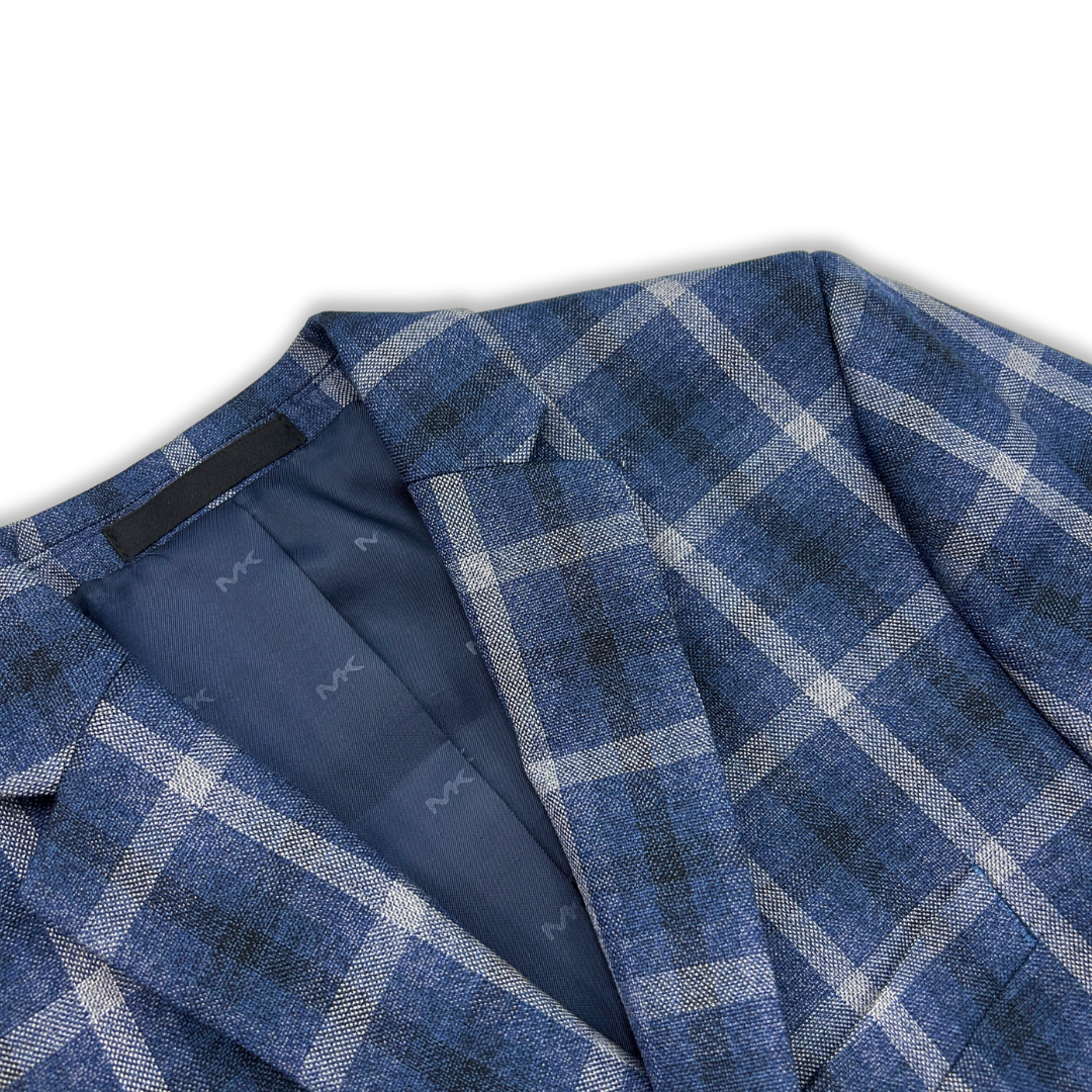 Michael Kors Boys Skinny Blue/White Plaid Sports Jacket-NorthBoys