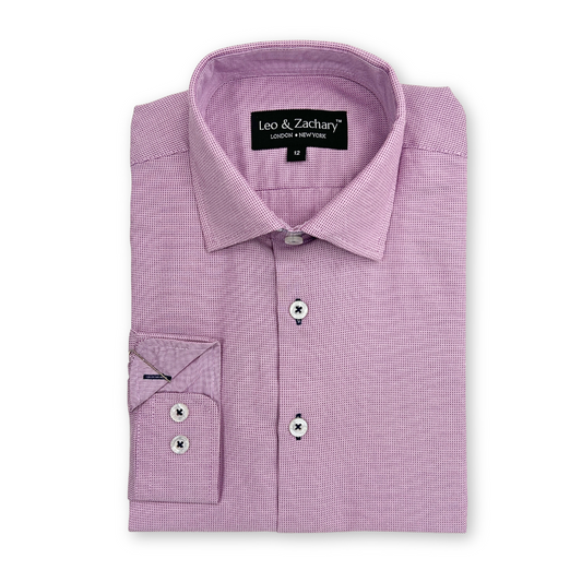 Boys Pink Micro Checks Dress Shirt