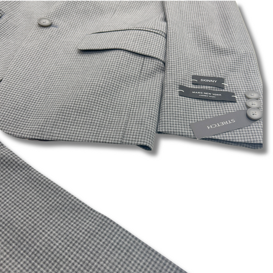 Marc New York Boys Skinny Light Grey Mini Grid Suit
