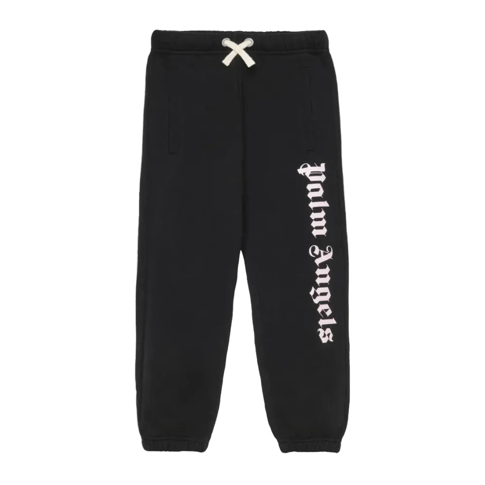 Black sweatpants with 'Palm Angels' logo on a white background