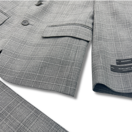 Marc New York Boys Skinny Grey Plaid Suit